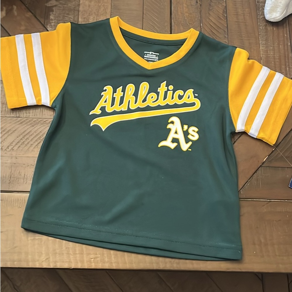 Oakland Athletics Kids Shirt - Green and Yellow Fan Gear